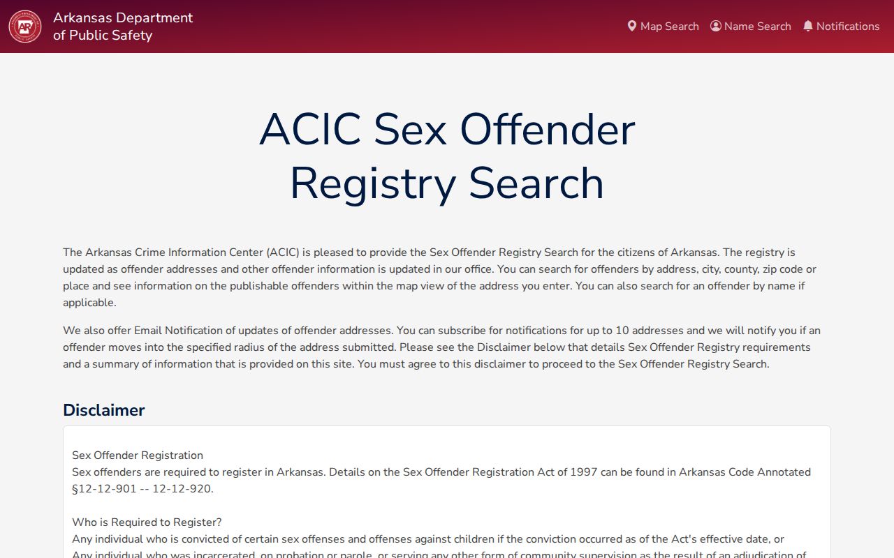 Arkansas Sex Offender Notification System public search for Ouachita County